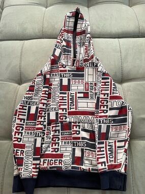 Tommy Hilfiger Red, Navy & White Logo Patchwork Hoodie